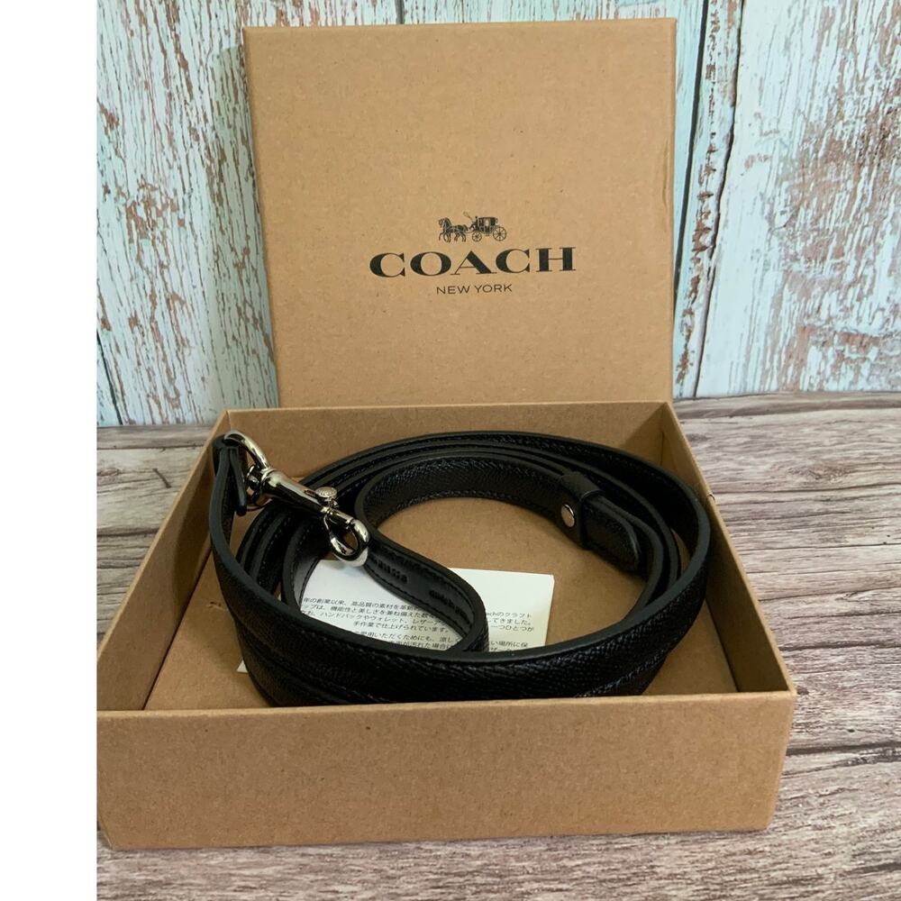 Coach Black Leather Dog Pet Leash Small Medium Gold Hardware NIB Box